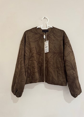 ZARA ORİJİNAL İŞLEMELİ SÜET GÖRÜNÜMLÜ BOMBER CEKET