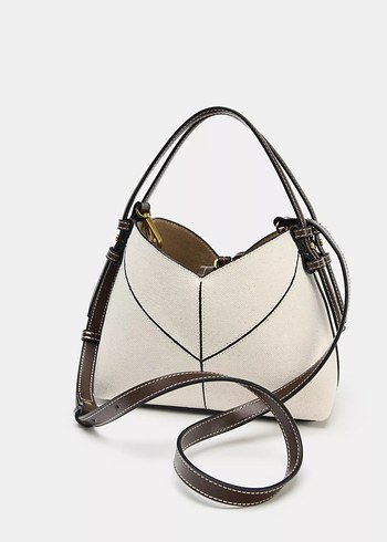 Zara ZARA YENİ KONTRAST RENKLİ MİNİ KANVAS SHOPPER ÇANTA KOL ÇANTASI
