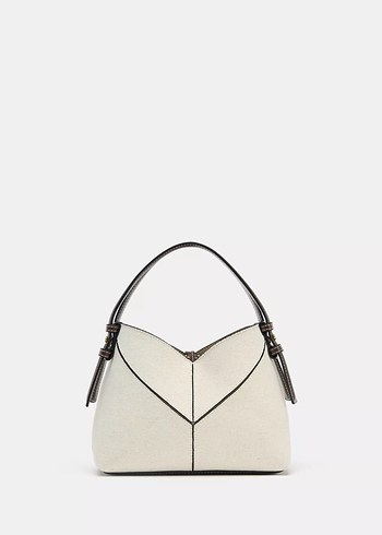 ZARA YENİ KONTRAST RENKLİ MİNİ KANVAS SHOPPER ÇANTA KOL ÇANTASI