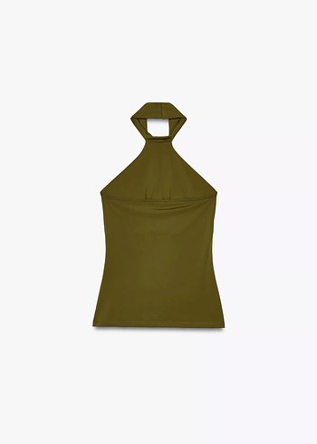 s Beden haki Renk ZARA HALTER YAKA POLİAMİD TOP HAKİ YEŞİl
