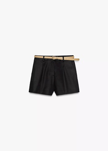 Zara ZARA KEMERLİ VE PENSLİ BERMUDA ŞORT