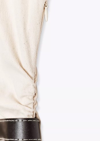 Zara ZARA YENİ SON ÜRÜN KEMERLİ BALON KOLLU MİDİ ELBİSE EKRU