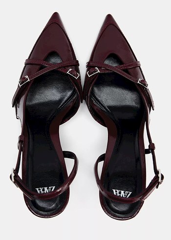 Zara ZARA TOKALI ŞERİTLİ TOPUKLU AYAKKABI BORDO