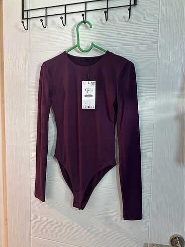 s Beden bordo Renk ZARA UZUN KOLLU POLİAMİD BODY