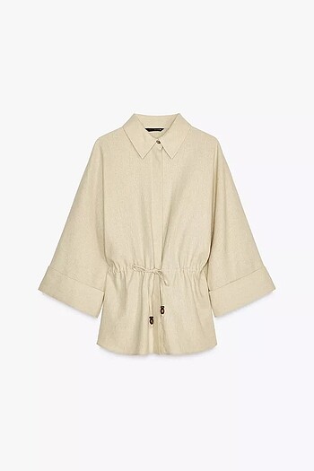Zara ZARA KETEN SAFARİ GÖMLEK