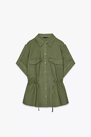 ZARA KETEN SAFARİ GÖMLEK