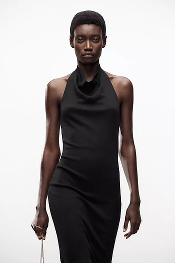 ZARA HALTER YAKA MİDİ ELBİSE