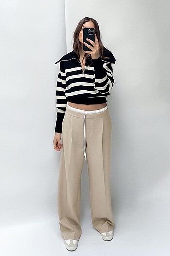 ZARA ÇİFT BEL BANTLI WIDE LEG PANTOLON