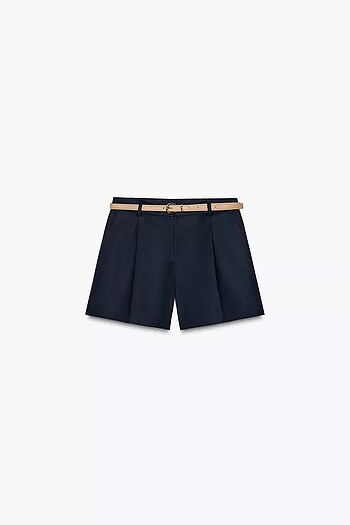 ZARA KEMERLİ VE PENSLİ BERMUDA ŞORT