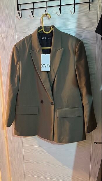 m Beden haki Renk ZARA KRUVAZE OVERSIZE BLAZER