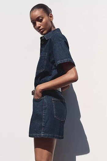 Zara ZARA Z1975 KISA KOLLU DENIM TULUM