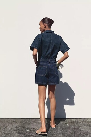 xs Beden ZARA Z1975 KISA KOLLU DENIM TULUM
