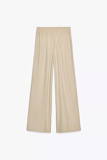 xs Beden gri Renk ZARA BELİ ELASTİK GENİŞ PAÇA PANTOLON