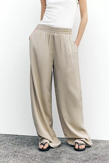 ZARA BELİ ELASTİK GENİŞ PAÇA PANTOLON