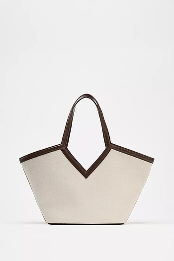 ZARA KANVAS KESİM SHOPPER ÇANTA