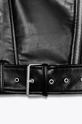 xs Beden ZARA SUNİ DERİ CROP BIKER CEKET