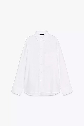 Zara ZARA KETEN KARIŞIMLI OVERSIZE GÖMLEK