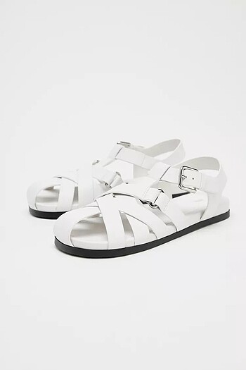 ZARA DERİ BANTLI DÜZ SANDALET