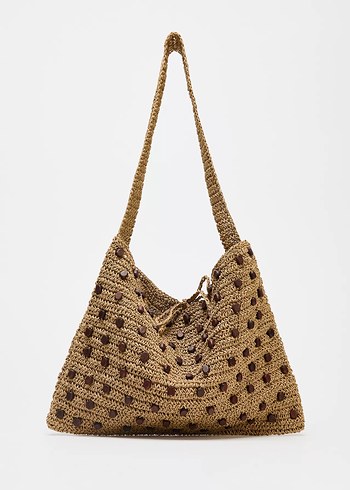 BONCUKLU ÖRGÜ SHOPPER ÇANTA