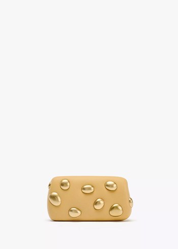 Beden camel Renk ZARA METAL APLİKELİ CLUTCH Zincir Detaylı Altın Deri