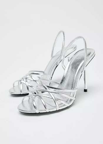 ZARA METALİK EFEKTLİ YÜKSEK TOPUKLU SANDALET Metal Stiletto