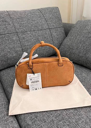 ZARA ORİJİNAL KUM KAHVERENGİ ÇİFT ASKILI MİNİ SÜET ÇANTA