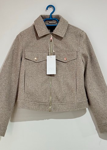 ZARA YENİ SEZON BEJ RENGİ SOFT FERMUARLI CEKET
