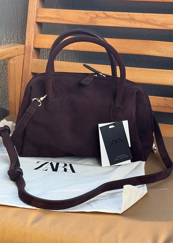 ZARA KAHVERENGİ SÜET BOWLING ÇANTA