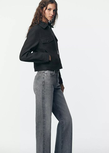 Zara ZARA KOYU GRİ YENİ SEZON SOFT FERMUARLI CEKET