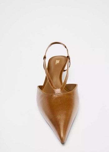 37 Beden camel Renk Zara Bej Deri Stiletto Topuklu Kadın Ayakkabı
