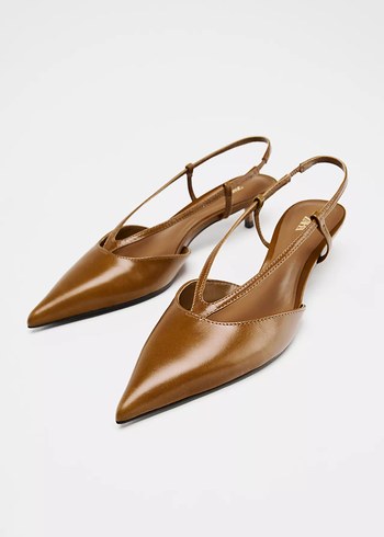 37 Beden Zara Bej Deri Stiletto Topuklu Kadın Ayakkabı