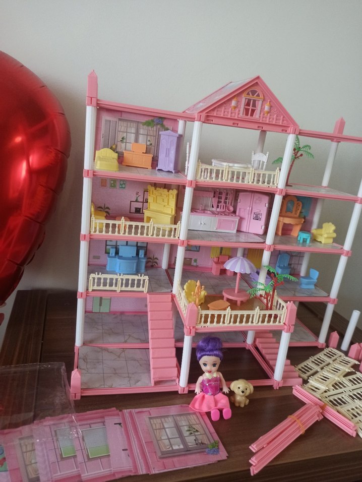 Pastel Pembe Oyuncak Ev Seti - Görsel 4