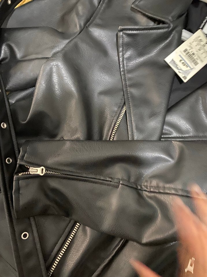 Siyah Deri Biker Ceket - Görsel 3