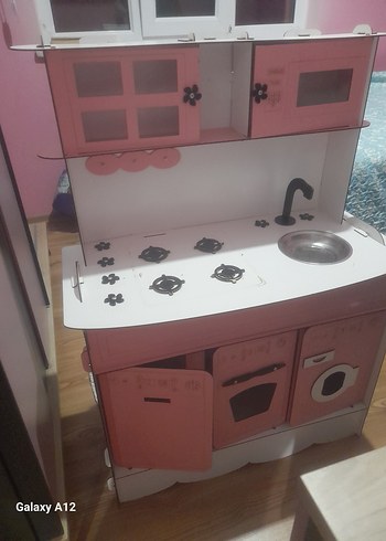 2K Pembe Ahşap Çocuk Oyun Mutfak Seti
