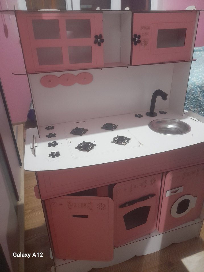 Pembe Ahşap Çocuk Oyun Mutfak Seti - Görsel 3