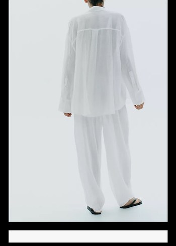 ZARA Beyaz Keten Salaş Gömlek - Görsel 3