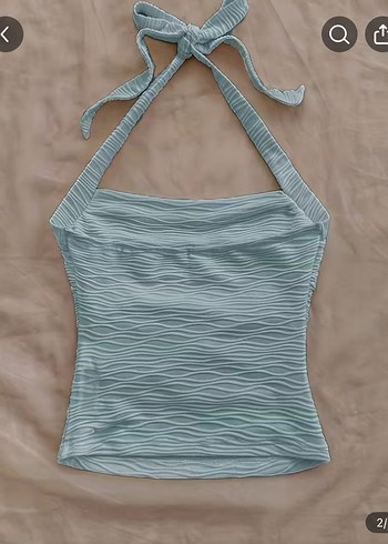 Gri Pilili Askılı Mini Kadın Üst - Görsel 2