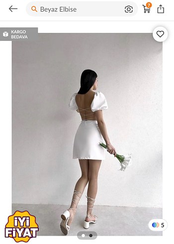 Kısa Beyaz Mini Düğün Elbisesi - Görsel 2