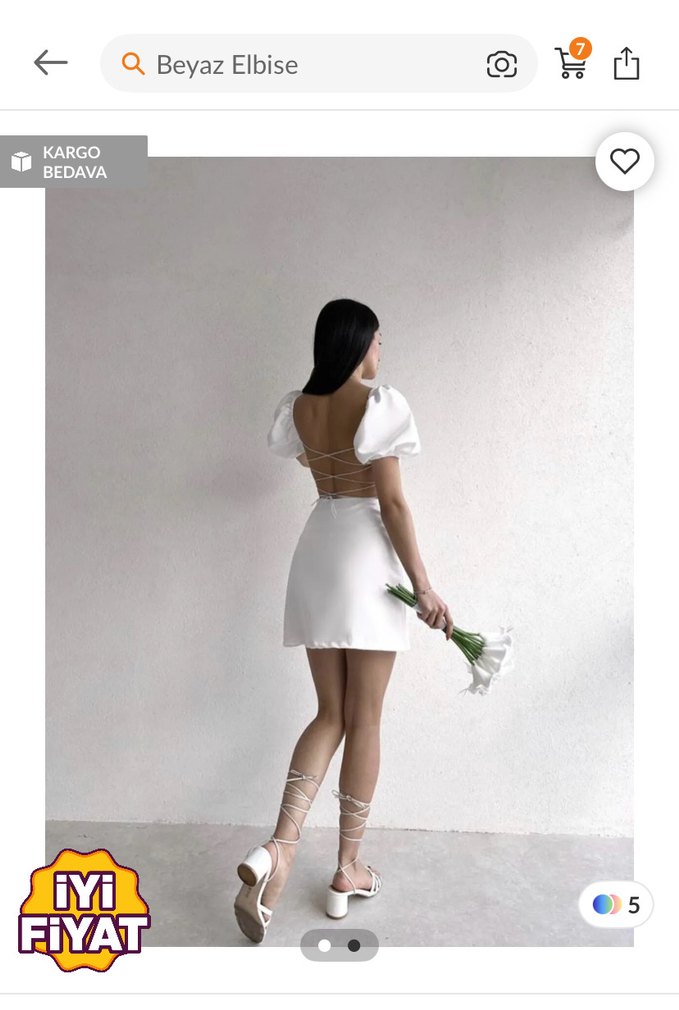 Kısa Beyaz Mini Düğün Elbisesi - Görsel 2