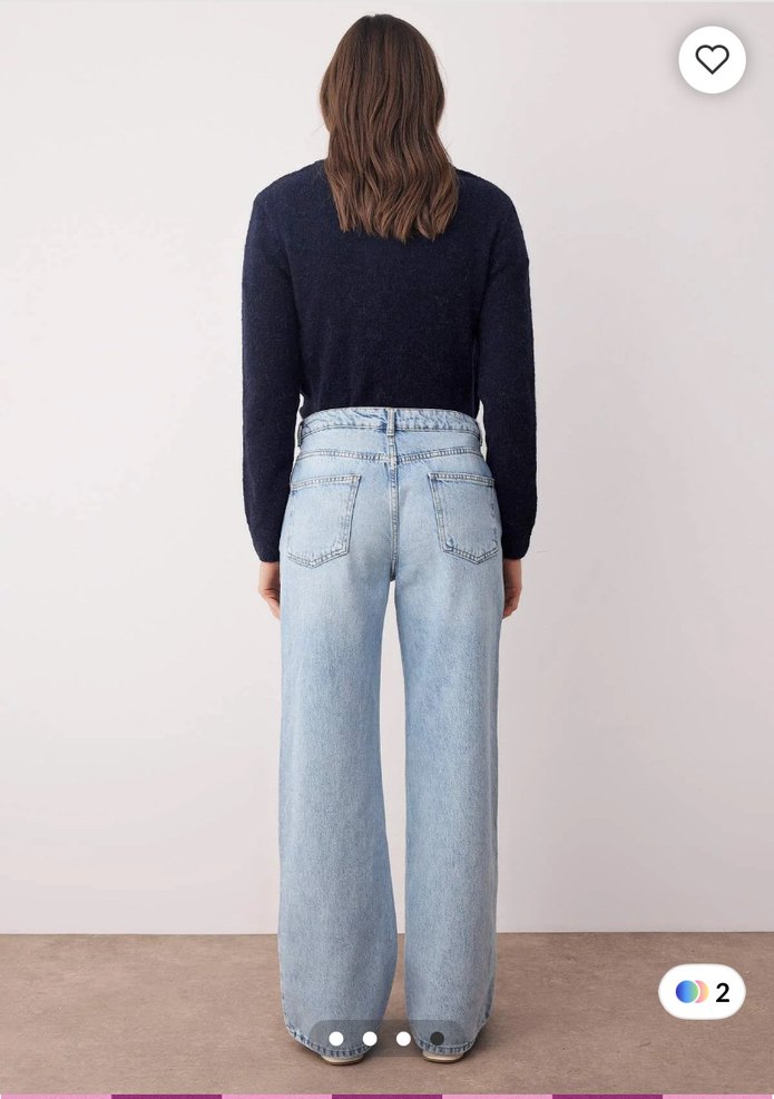 Gri Batik Desenli Bol Kesim Mavi Denim Pantolon - Görsel 2