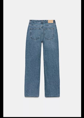 ZARA Kadın Gri Mavi Regular Fit Midi Denim Pantolon - Görsel 2