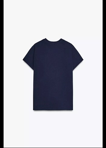 ZARA Lacivert Kadın Kısa Kollu Basic Tişört - Görsel 2