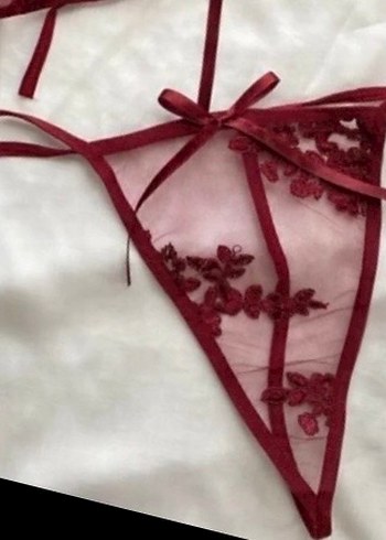 Bordo Nakışlı Bohem Sütyen - Görsel 2