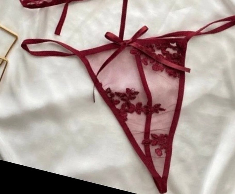 Bordo Nakışlı Bohem Sütyen - Görsel 2