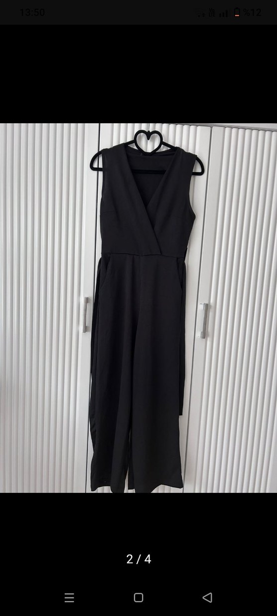 Siyah Uzun Kadın Tulum - Görsel 2