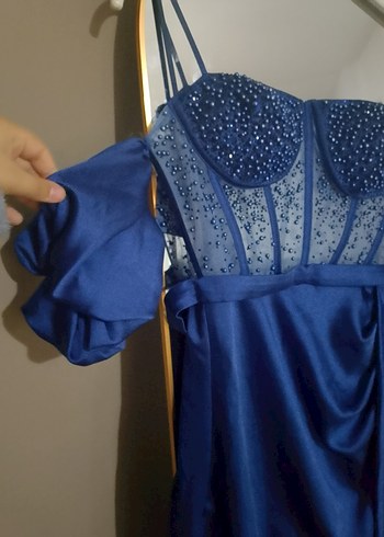 Lacivert Uzun Abiye Elbise - Görsel 3