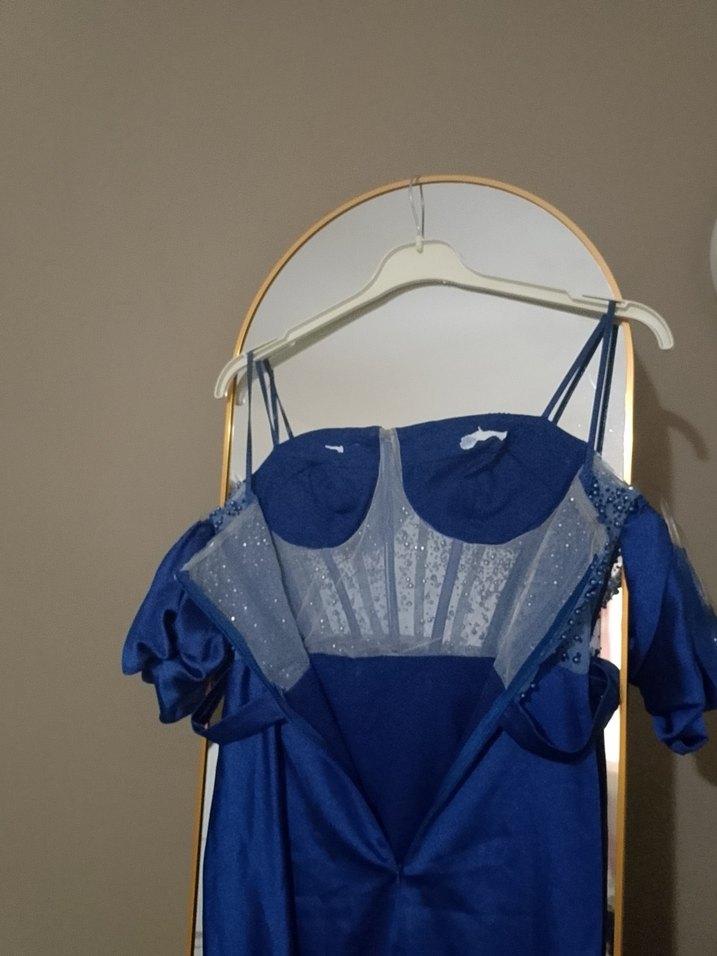 Lacivert Uzun Abiye Elbise - Görsel 5