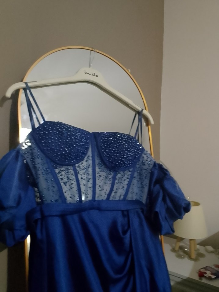 Lacivert Uzun Abiye Elbise - Görsel 2