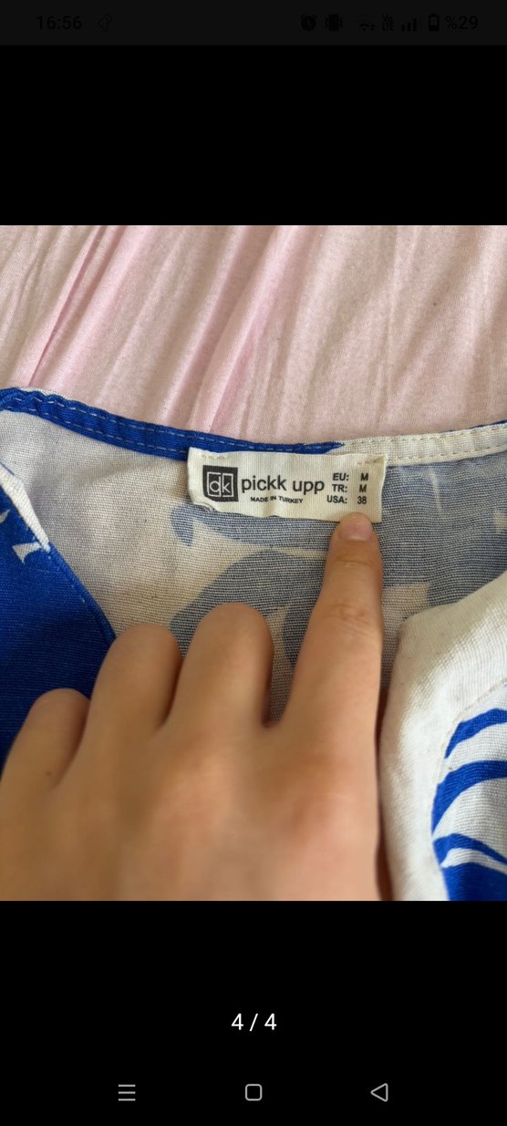 Mavi Bağlama Desenli Uzun Bohem Elbise - Görsel 4