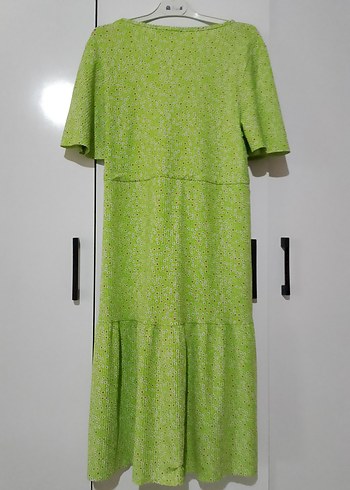 Düğmeli Yeşil Uzun Bohem Elbise - Görsel 5